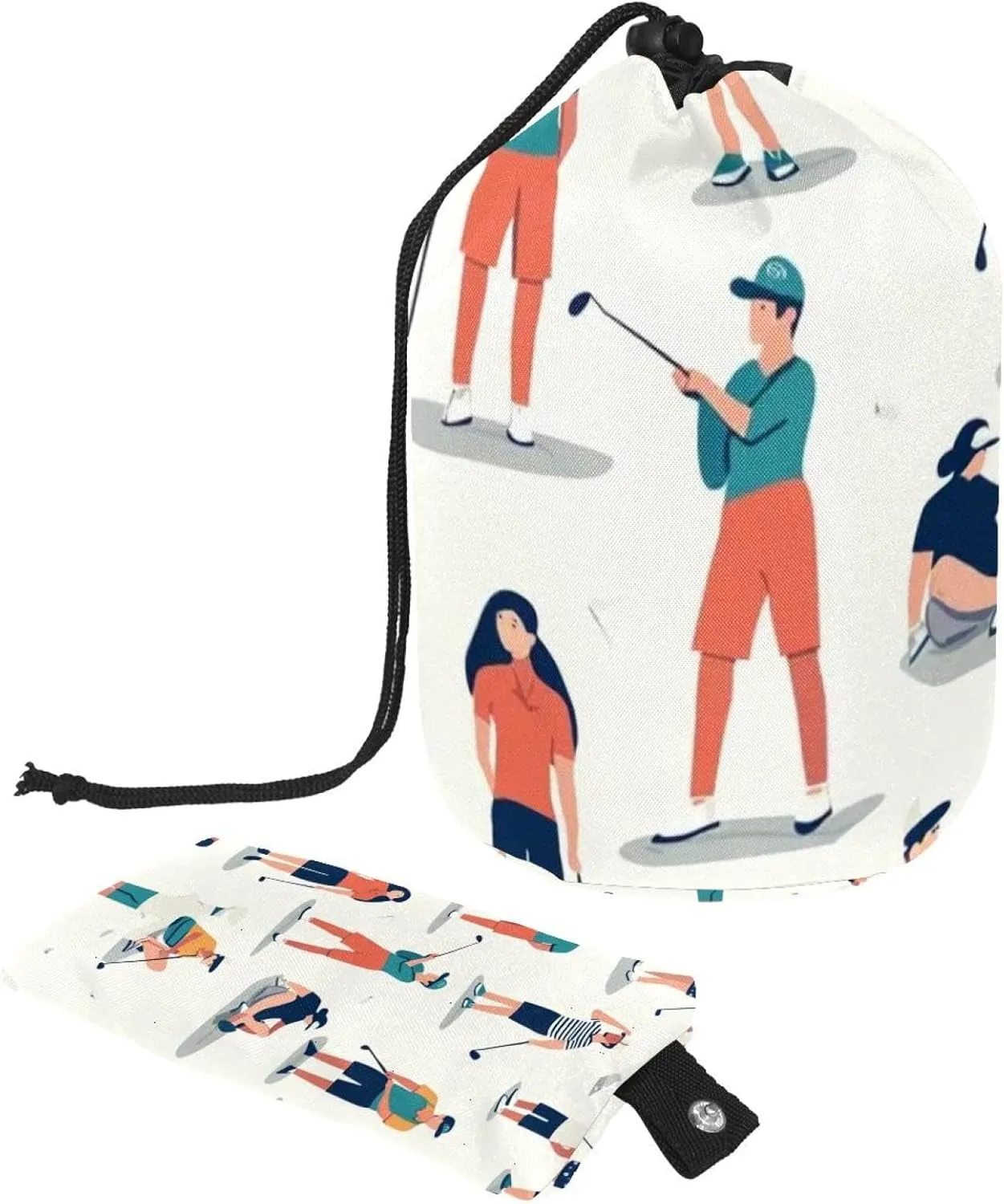 2 Pcs Cosmetic Bag bucket Travel Makeup Bags Large Capacity Soft Waterproof Portable Drawstring Cosmetic Bag, Mini People Enjoy Golf 7