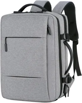 36-55L Travel Backpack for PS5 Pro/PS5/PS5 Slim/PS Portal, Large Capacity Carrying Case Expandable Laptop Waterproof Storage Bag With USB Connector for PS5 Pro/PS5/PS5 Slim Accessories Light Gray