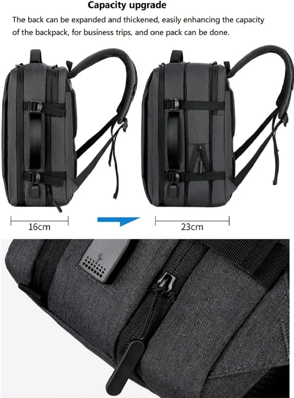 36-55L Travel Backpack for PS5 Pro/PS5/PS5 Slim/PS Portal, Large Capacity Carrying Case Expandable Laptop Waterproof Storage Bag With USB Connector for PS5 Pro/PS5/PS5 Slim Accessories Light Gray