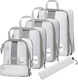 4/6 Set Compression Packing Cubes with lable for Travel, Expandable Packing Organizers, Carry On Luggage Suitcase Organizer Bags