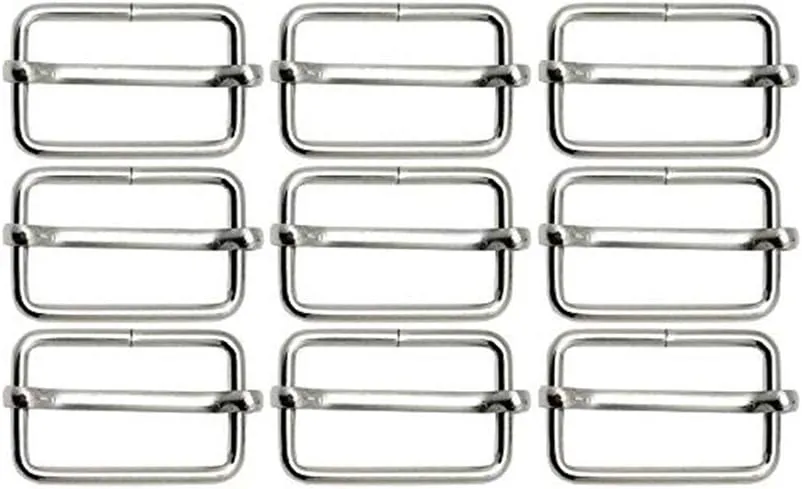 50 Pieces Slide Buckle 1 Inch Metal Tri-Glide Slides Silvery Roller Pin Buckles Rectangle Adjustable Webbing Slider for Fasteners Strap Handbag Backpack Suspenders Belt DIY Accessories