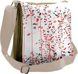 Ambesonne Floral Messenger Bag, Flowers Ivy Swirl Leaves, Unisex Cross-body