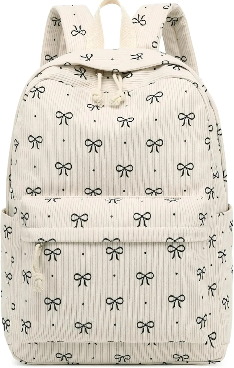 Backpack for Teen Girls Corduroy Bookbags Elementary Middle High School School Bag Lightweight Women Travel Casual Daypacks (Black Bowknot)