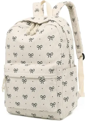 Backpack for Teen Girls Corduroy Bookbags Elementary Middle High School School Bag Lightweight Women Travel Casual Daypacks (Black Bowknot)