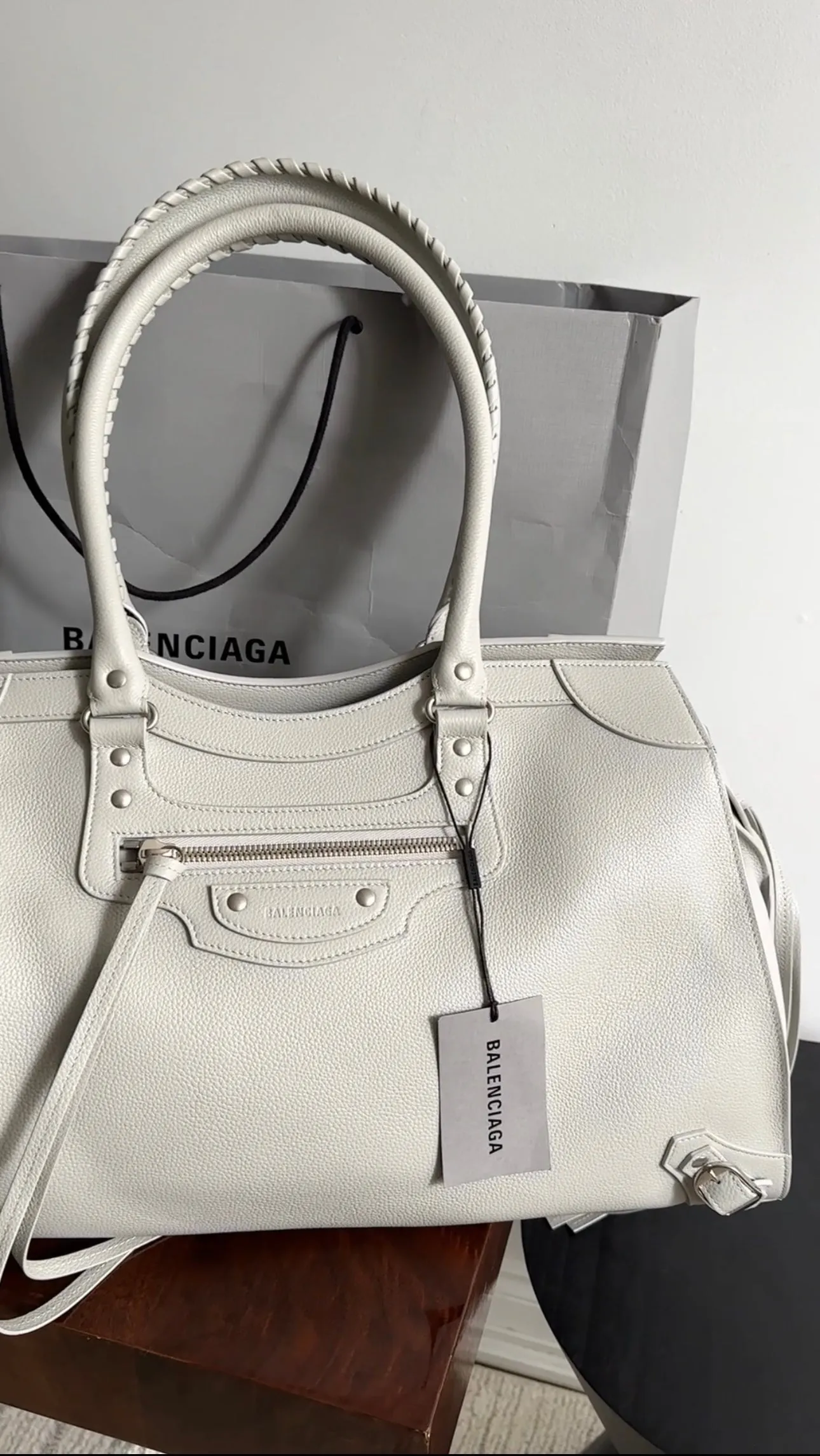Balenciaga Large Dove Grey Leather Neo Classic Large City Travel Bag