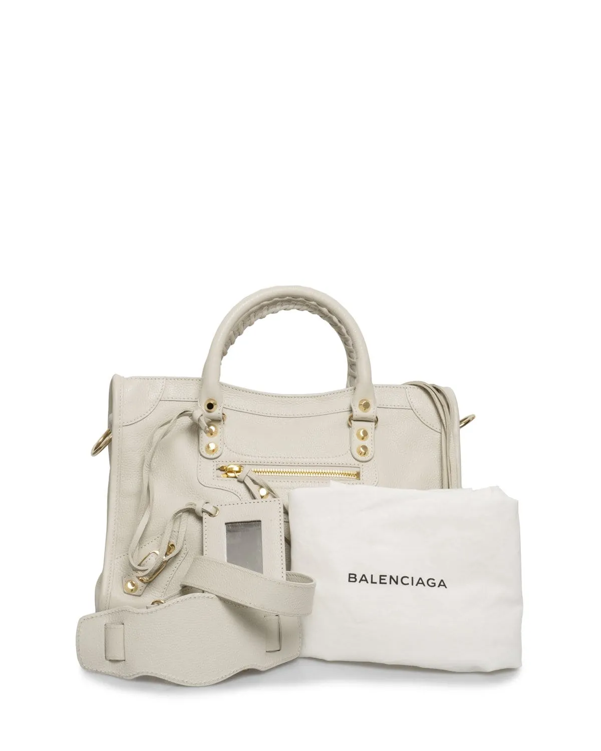 Balenciaga Small Cream Leather City Tote Bag GHW - AGL1408