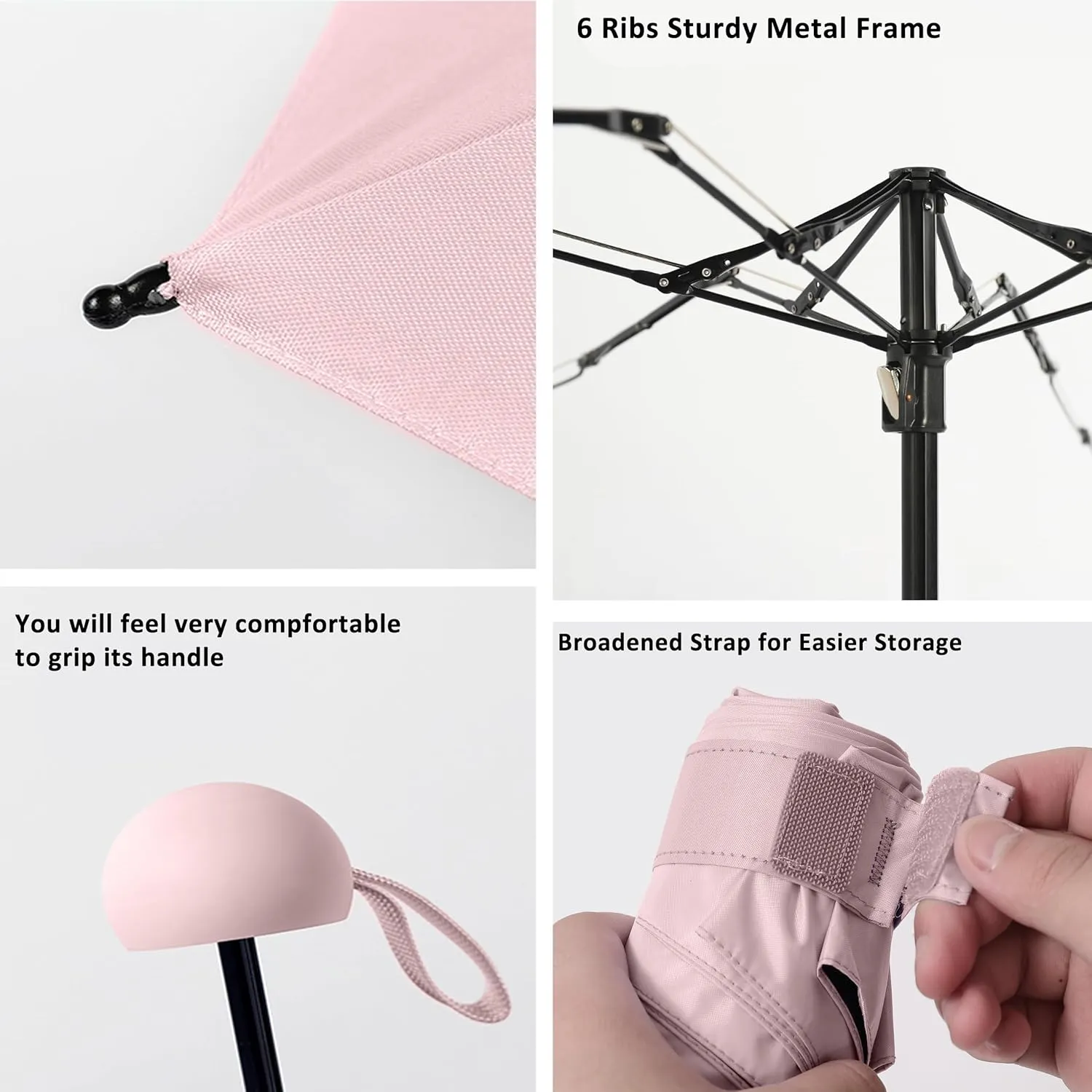 BAODINI Travel Mini Umbrella for Purse With Case Small Compact UV Sun Protection Sun Lightweight Tiny Pocket Umbrella for Women Girls and Men