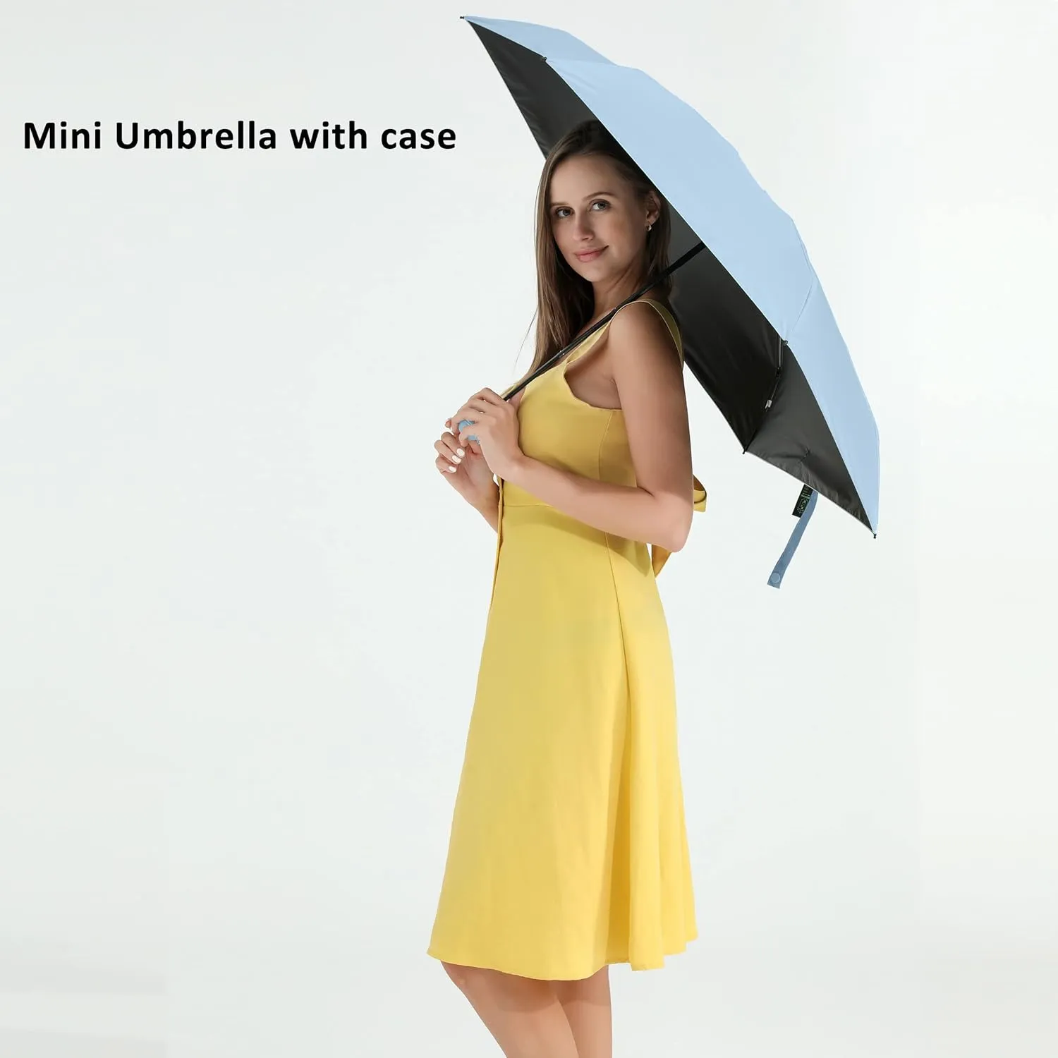 BAODINI Travel Mini Umbrella for Purse With Case-Small Compact UV Umbrella Protection Sun-Lightweight Tiny Pocket umbrella a with Case for Women, Girls