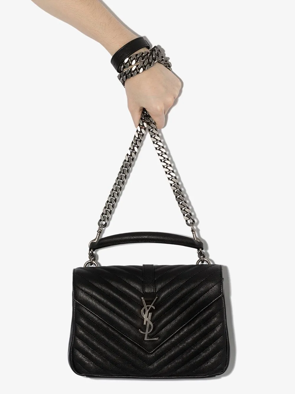 Black leather College medium leather shoulder bag