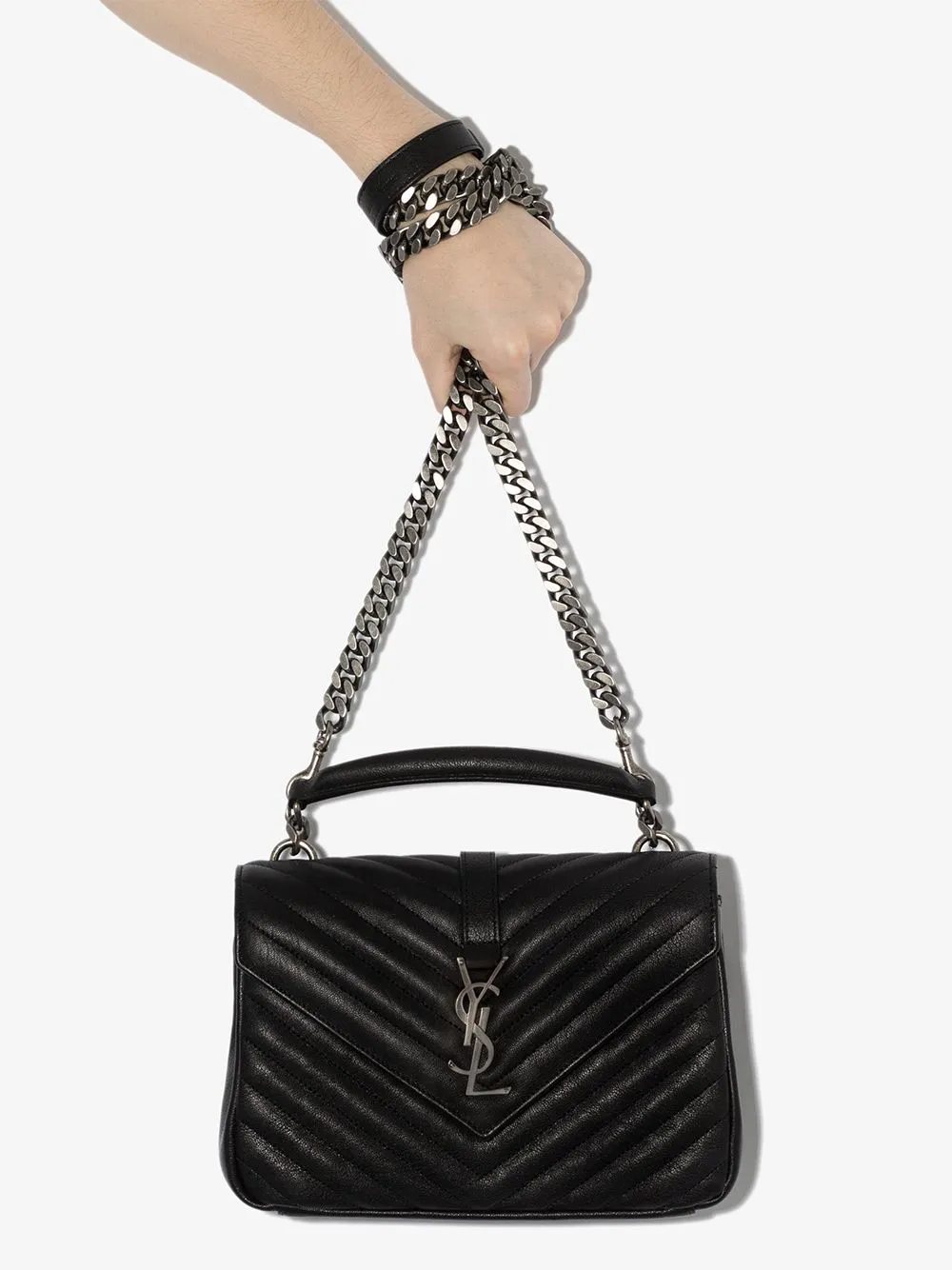 Black leather College medium leather shoulder bag
