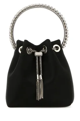 Black satin Bon Bon bucket bag