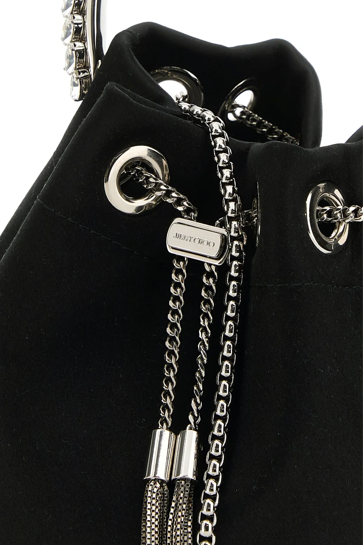 Black satin Bon Bon bucket bag