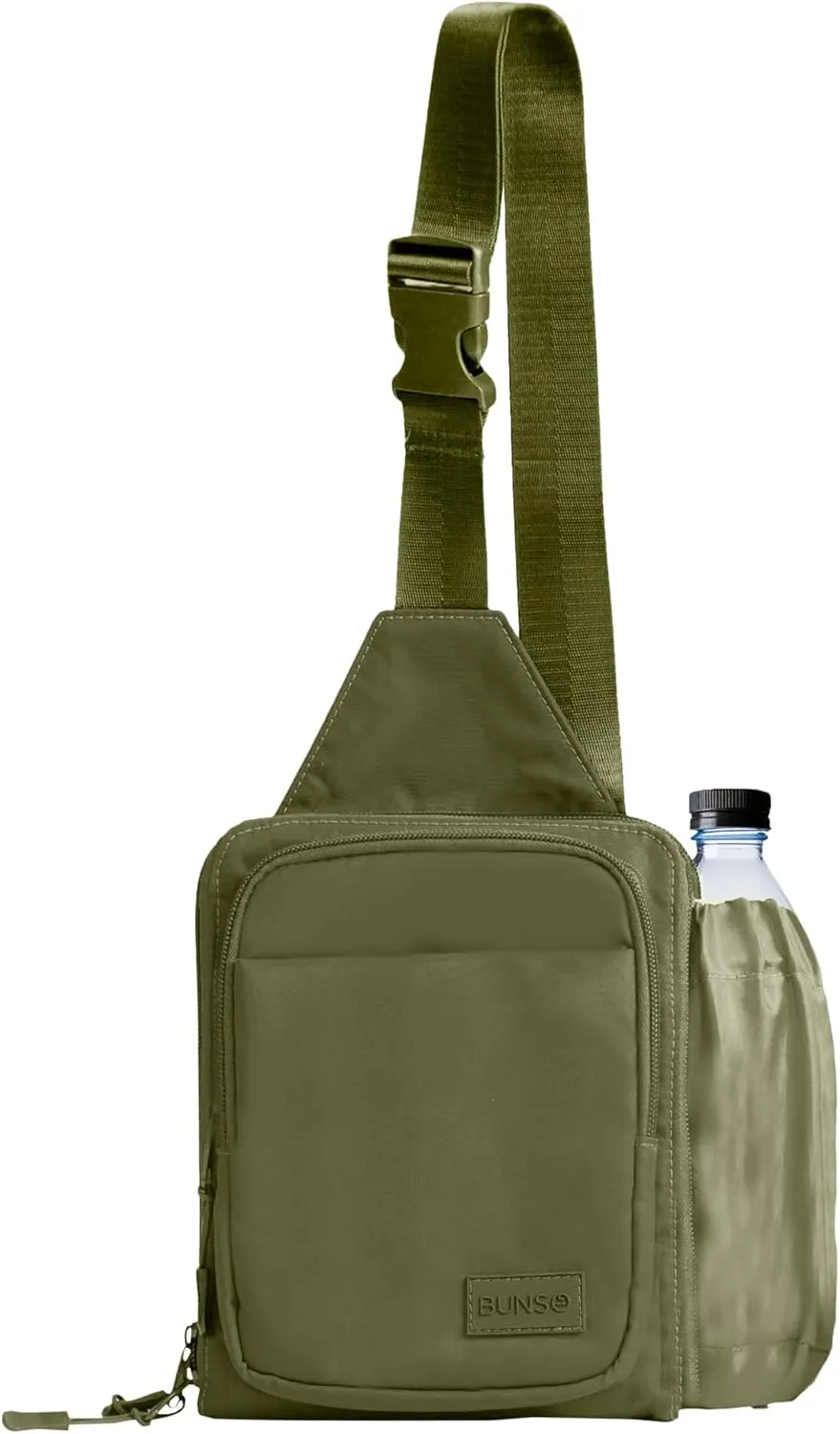 BUNSO Everyday Small Crossbody Bags for Women, Water-Resistant Sling Bag for Men with Waterbottle Holder, 7 x 2.5 x 9