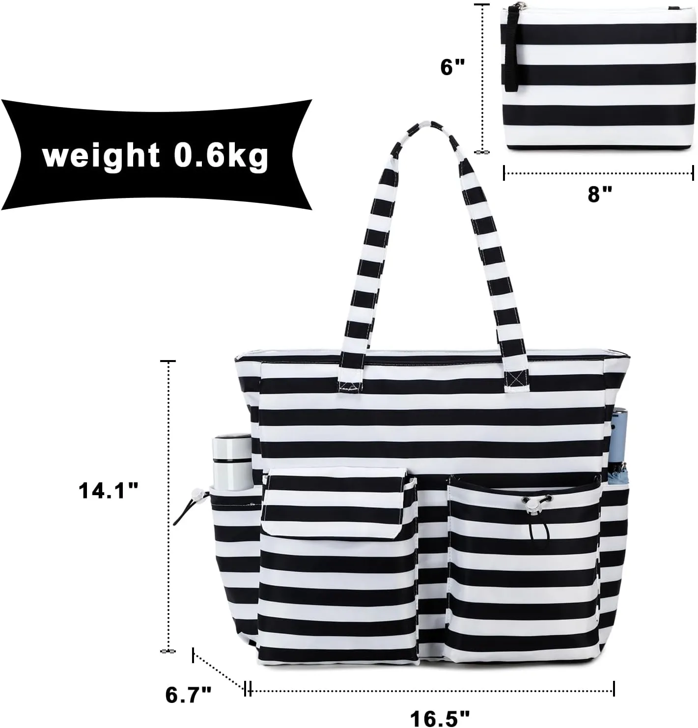 CAMTOP Waterproof Beach Tote Bag for Women Girls with Zipper Foldable Sandproof Pool Swim Bag Travel Carry On Gym
