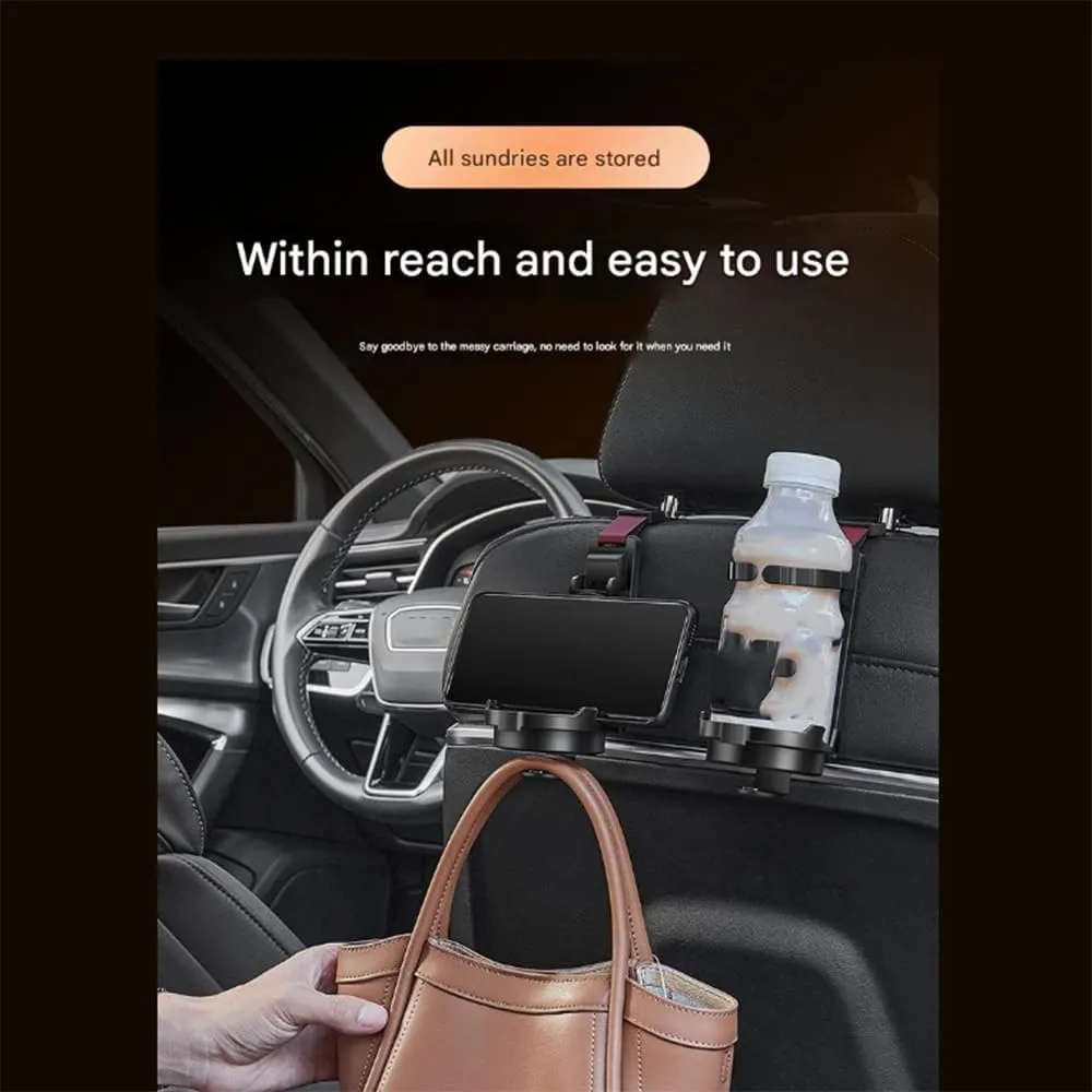 Car Seat Headrest Hook for BMW 7 Series (Long axis) F02 2008-2015,Car Seat Hooks with Phone Holder for Purse,Even Bottle,Backpacks Car Interior Storage Accessories,E
