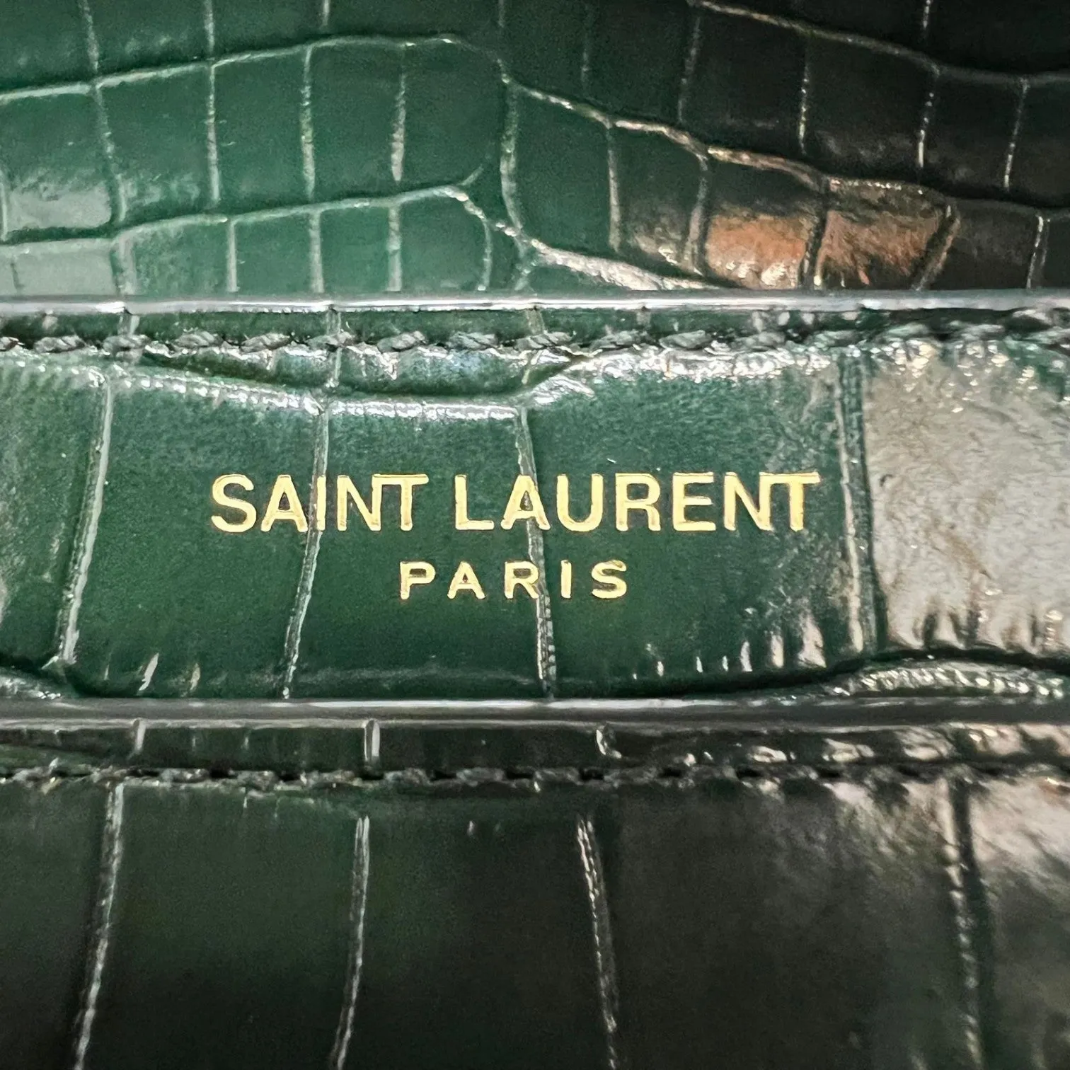 Cassandra Shoulder Calfskin Crocodile Embossed Green GHW