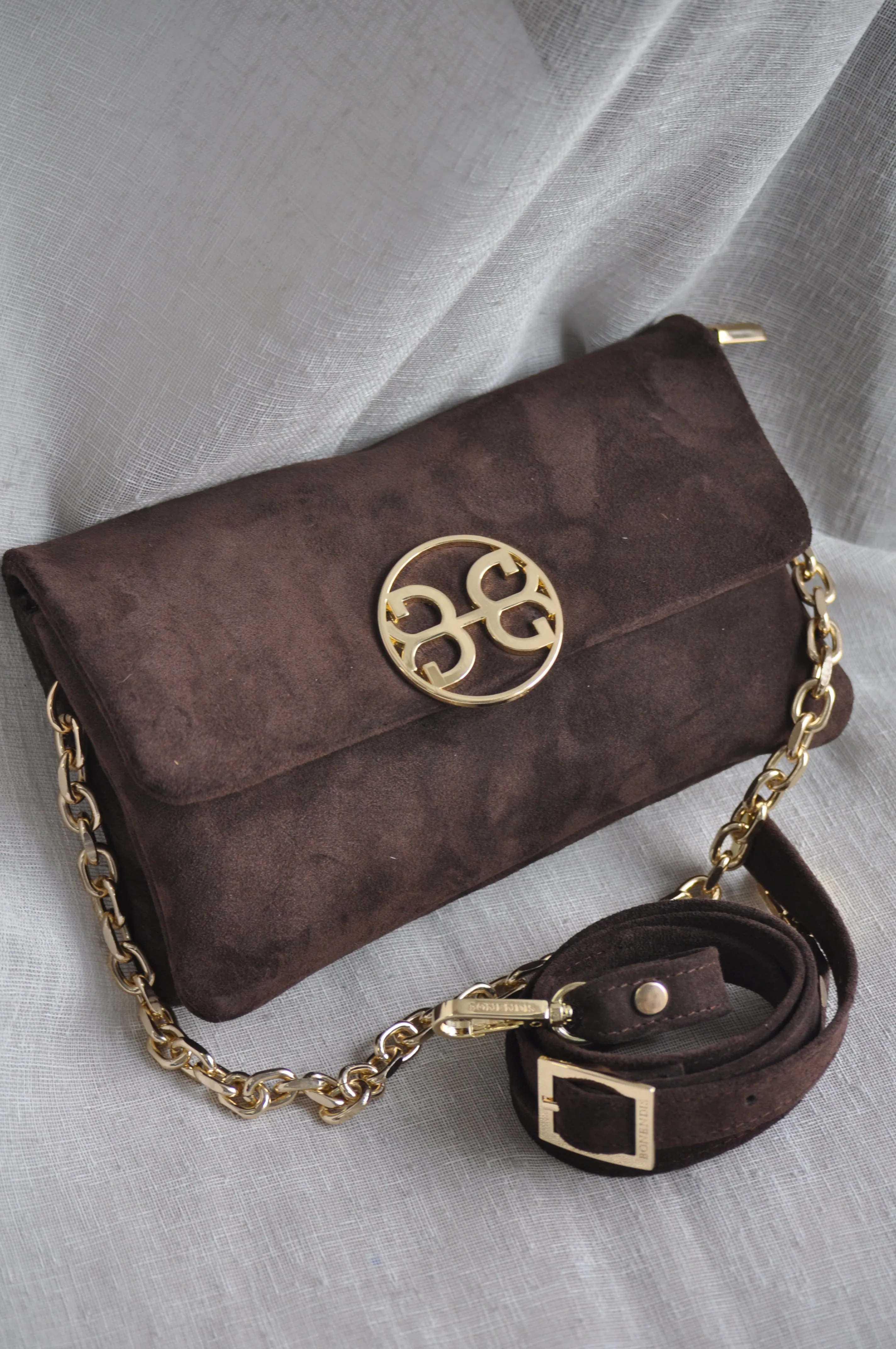 Clelia Mini Suede Leather Shoulder Bag - Chocolate