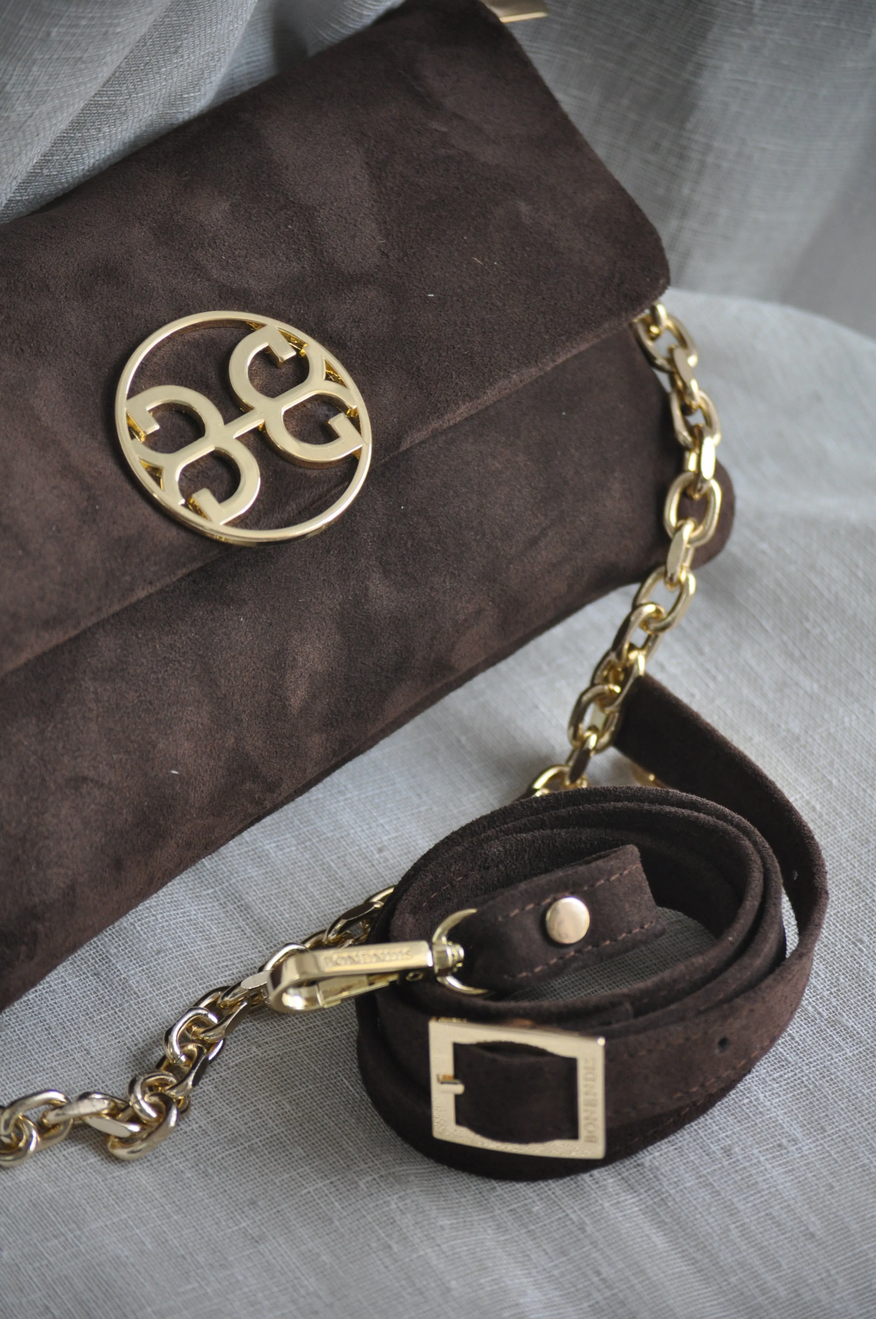 Clelia Mini Suede Leather Shoulder Bag - Chocolate