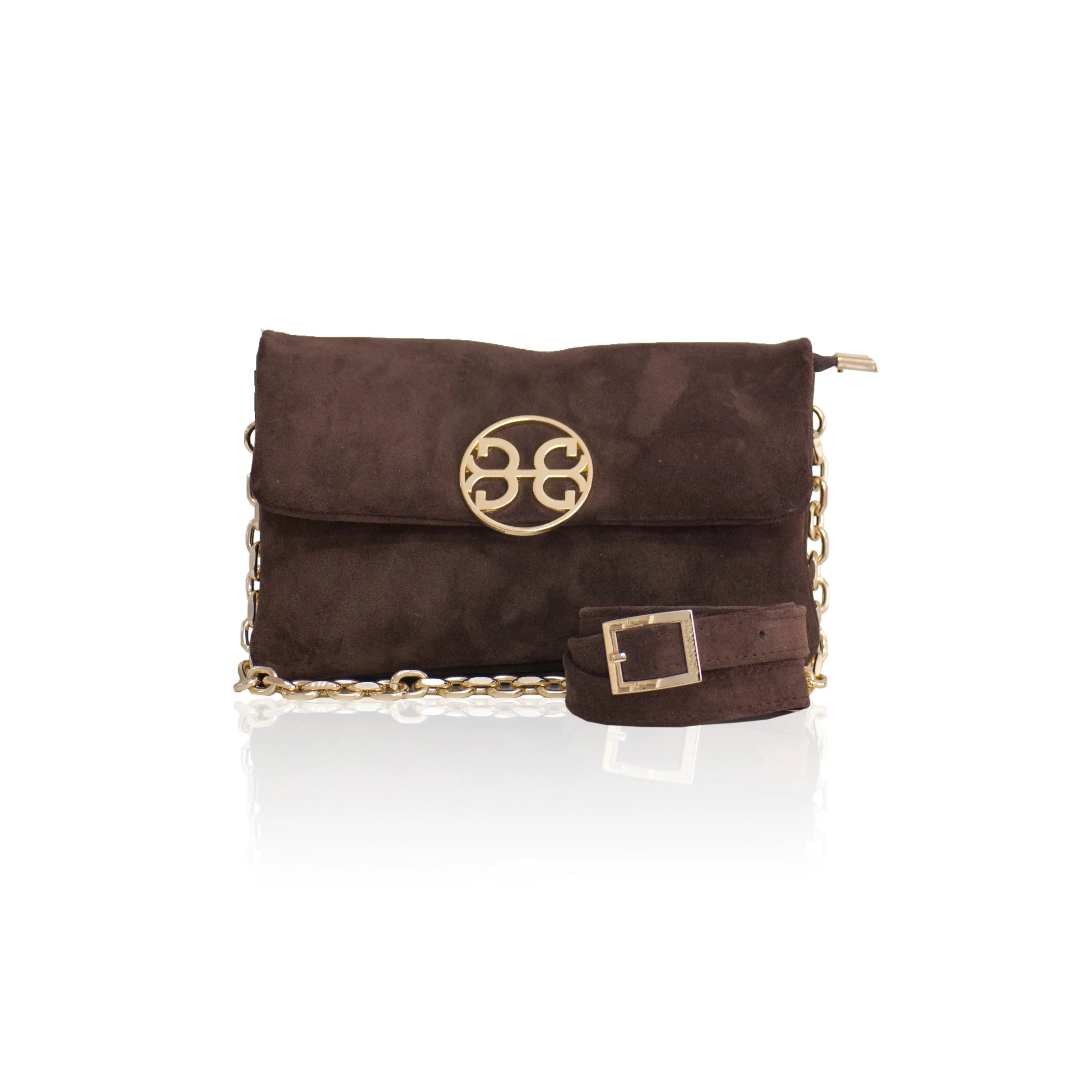 Clelia Mini Suede Leather Shoulder Bag - Chocolate