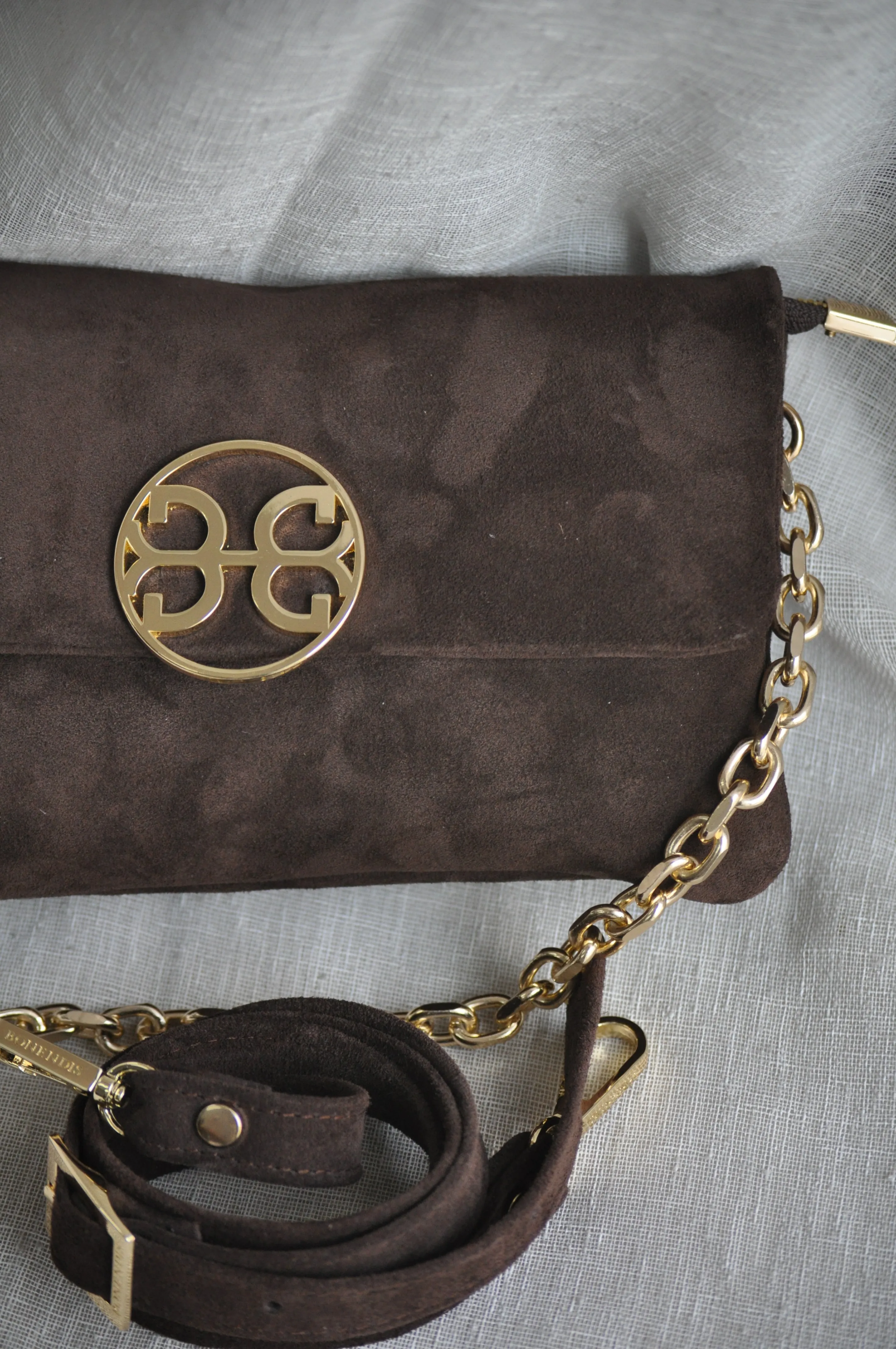 Clelia Mini Suede Leather Shoulder Bag - Chocolate