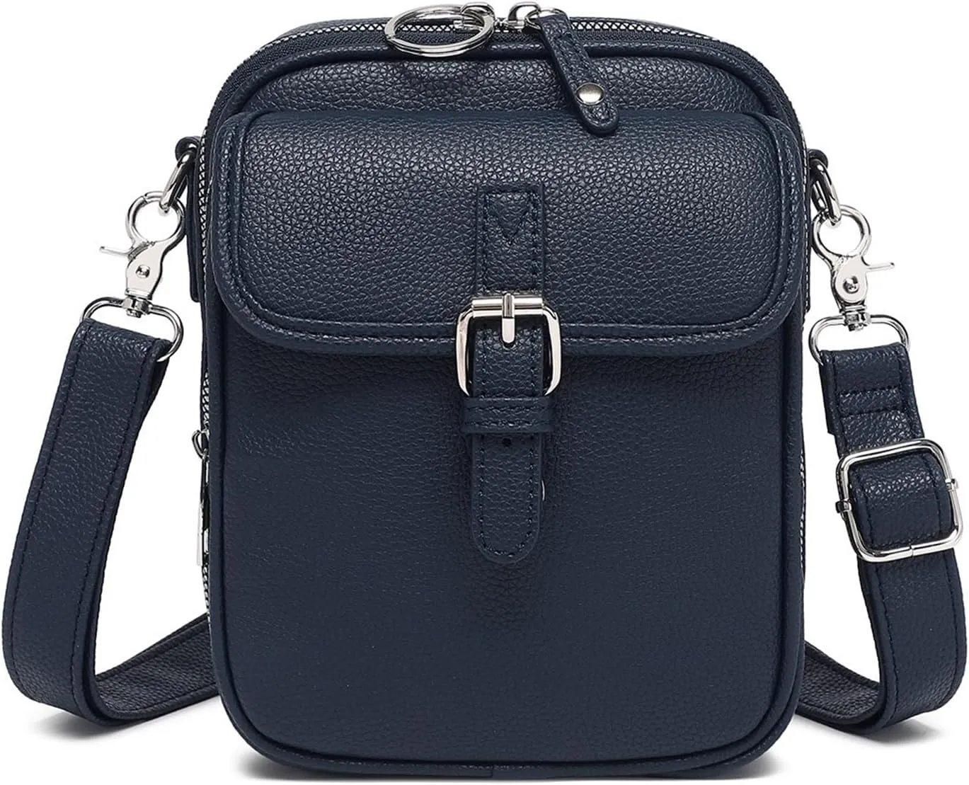CollaboratenVegan Leather Crossbody Bag - Double Layer Large Capacity Anti-Theft Mini Messenger Bag for Women/Men