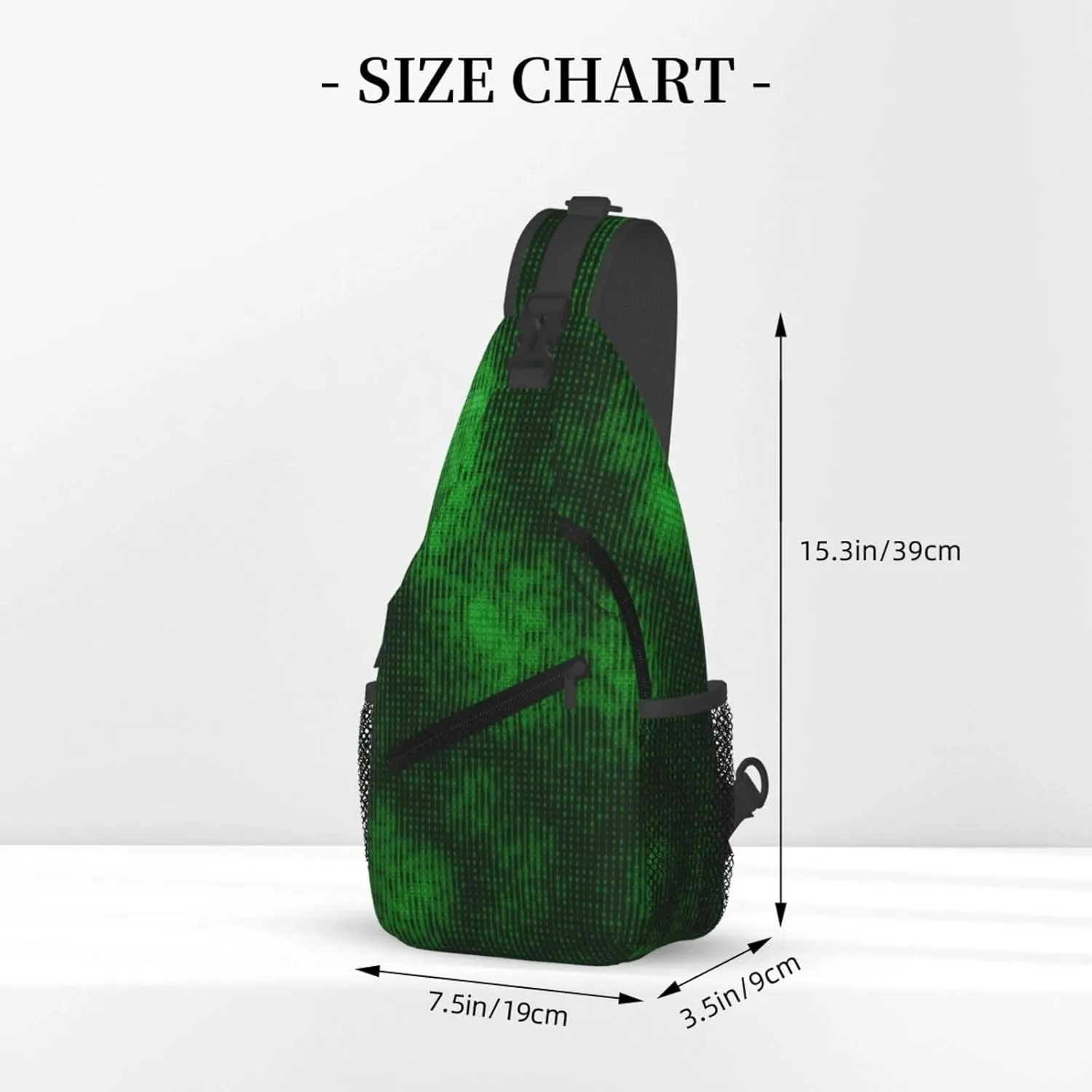 Crossbody Sling Bag for Men Women, Big Data Green Data Sling Backpack Shoulder Chest Bag, Anti Theft Travel Hiking Daypacks