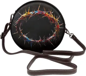 Crown Of Thorns Women Round Crossbody Bags Leather Sling Bag Purse
