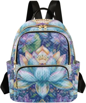Delicate Lotus Pond Mini Backpack Purse for Women Fashion Quilted Backpack Small Travel Daypack, 8.5L