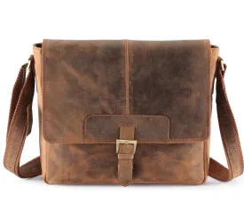 Distressed Cow Hide Leather Bag Men,Half Flap Messenger/Laptop bags UM02