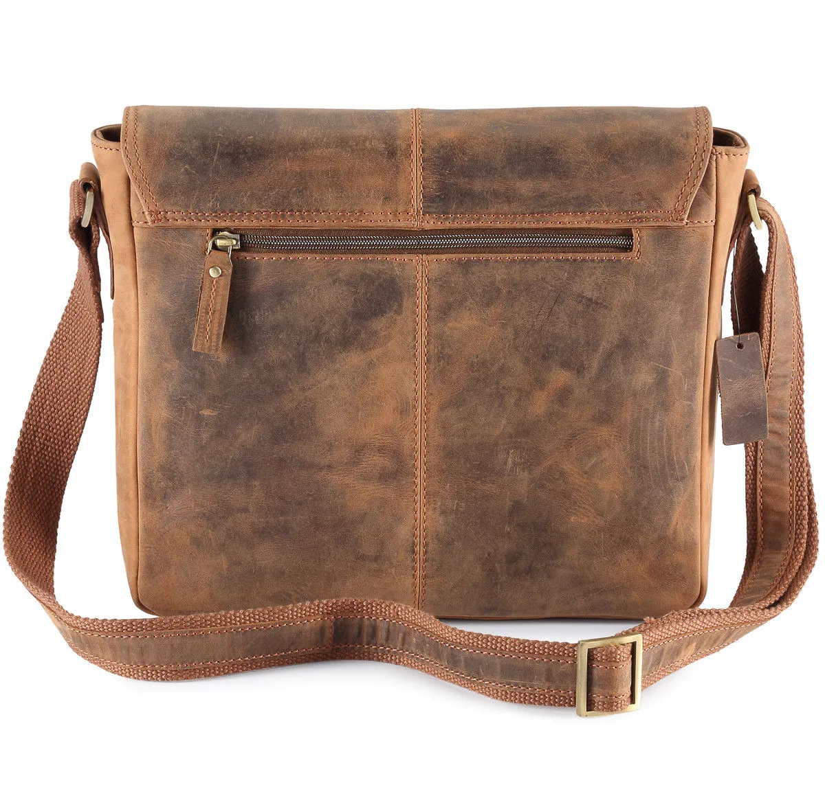 Distressed Cow Hide Leather Bag Men,Half Flap Messenger/Laptop bags UM02