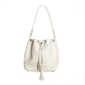 DRAWSTRING BUCKET BAG - FULL LEATHER - BONE