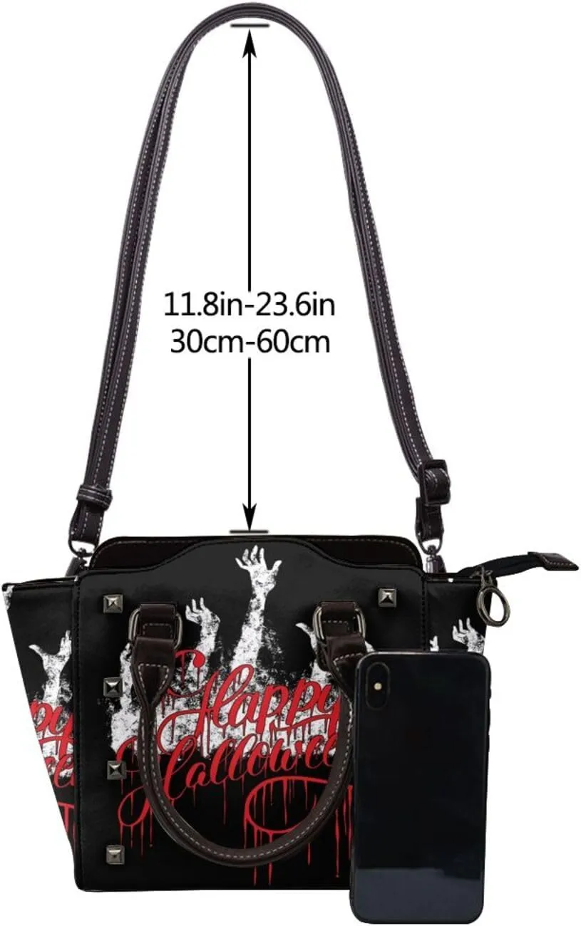 DWomen's Pu Leather Handbag Rivet Shoulder Bag Fashion Studded Top Handle Satchel Crossbody Tote Bag Punk Bag Purse