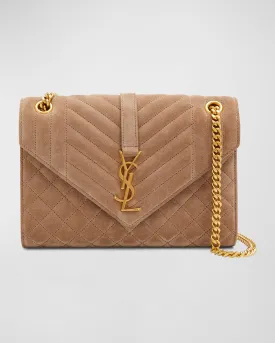 Envelope Triquilt Medium YSL Shoulder Bag in Suede
