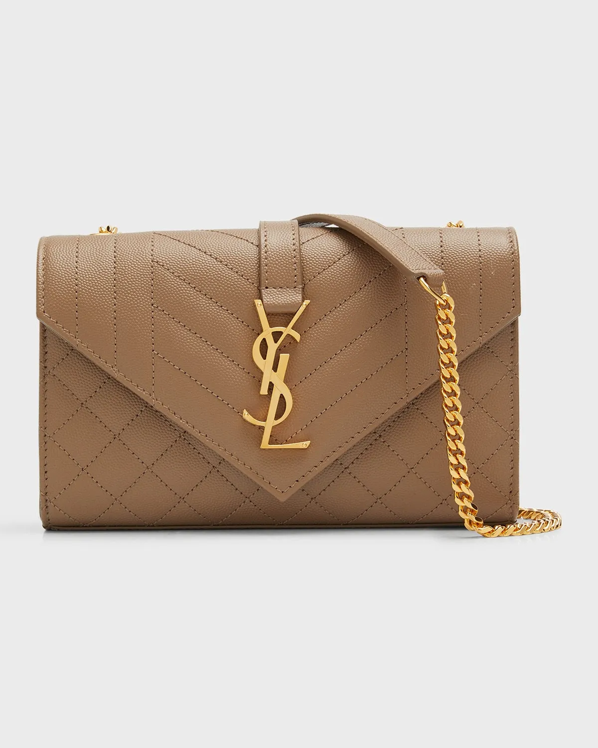 Envelope Triquilt Small YSL Shoulder Bag in Grained Leather