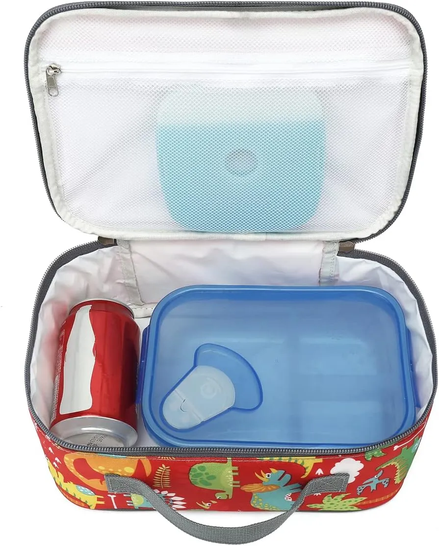 FlowFly Kids Lunch box Insulated Soft Bag Mini Cooler Back to School Thermal Meal Tote Kit for Girls, Boys,Dinosaur&Coconut