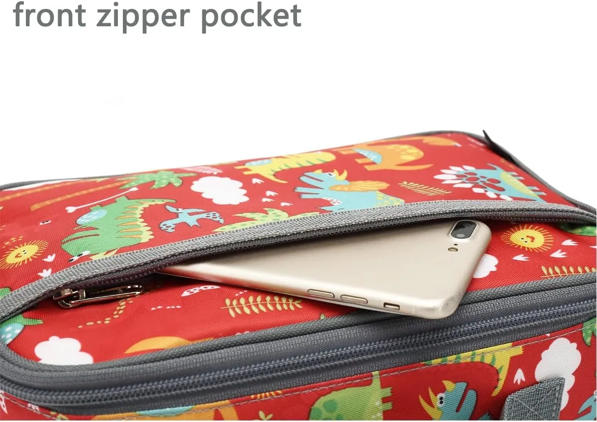 FlowFly Kids Lunch box Insulated Soft Bag Mini Cooler Back to School Thermal Meal Tote Kit for Girls, Boys,Dinosaur&Coconut