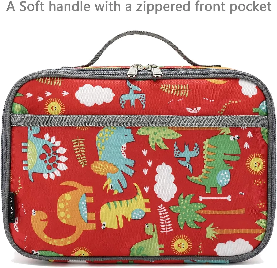 FlowFly Kids Lunch box Insulated Soft Bag Mini Cooler Back to School Thermal Meal Tote Kit for Girls, Boys,Dinosaur&Coconut