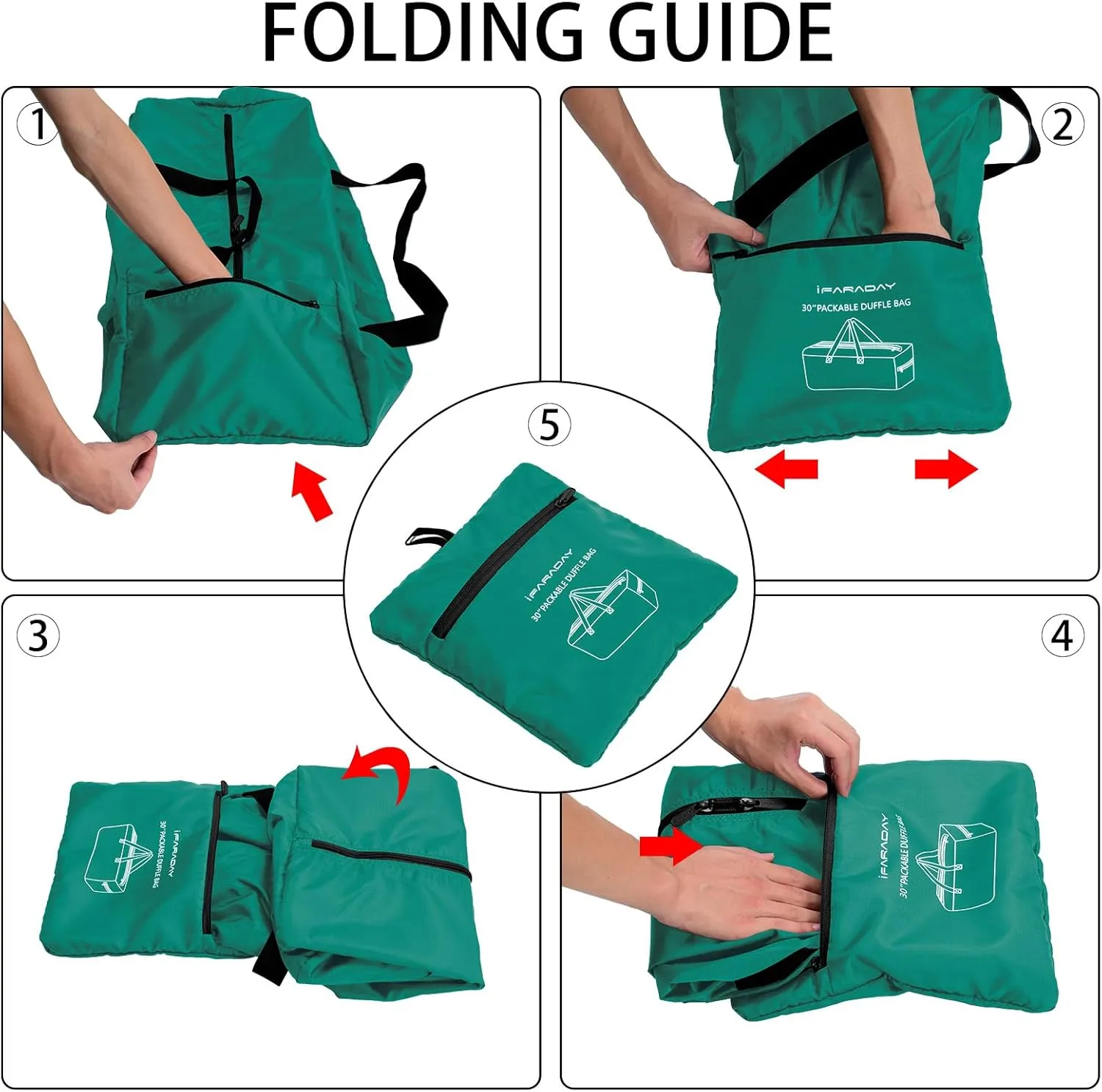 Foldable Duffel Bag 30" / 75L Lightweight with Water Rresistant for Travel-Green