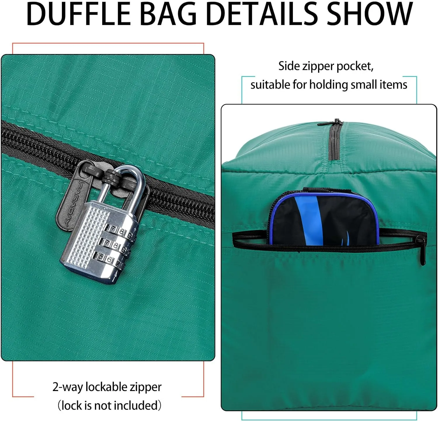 Foldable Duffel Bag 30" / 75L Lightweight with Water Rresistant for Travel-Green