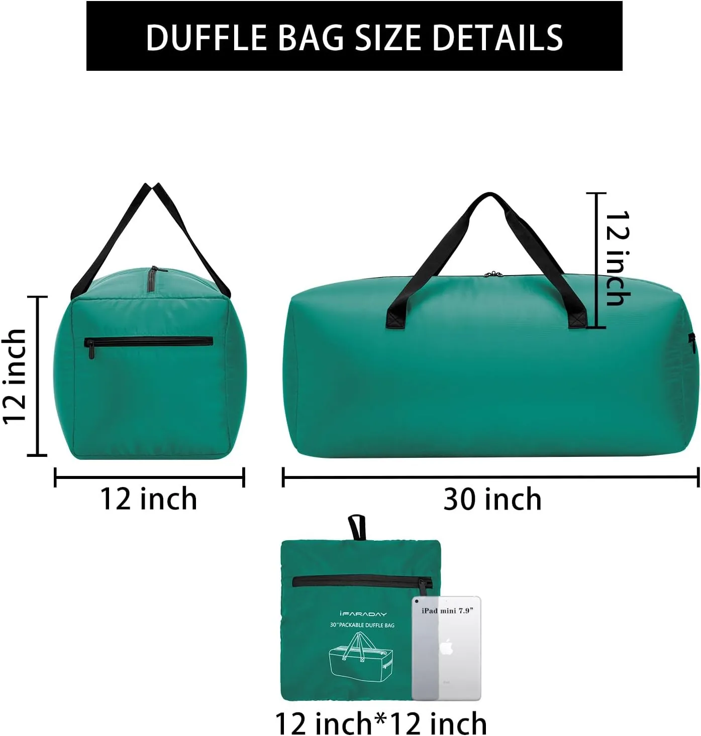 Foldable Duffel Bag 30" / 75L Lightweight with Water Rresistant for Travel-Green