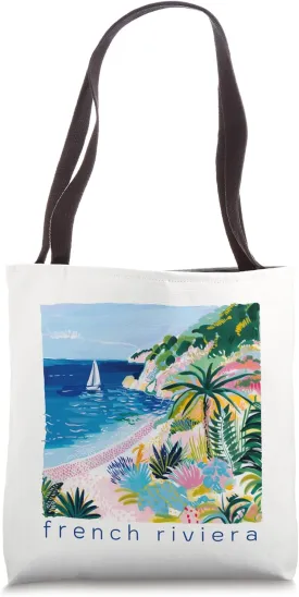 French Riviera Style South of France Travel Sailboat Artwork Tote Bag