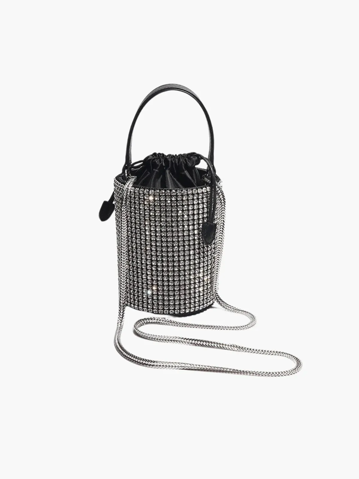 Glamorous Evening Bucket Bag with Rhinestone Finish