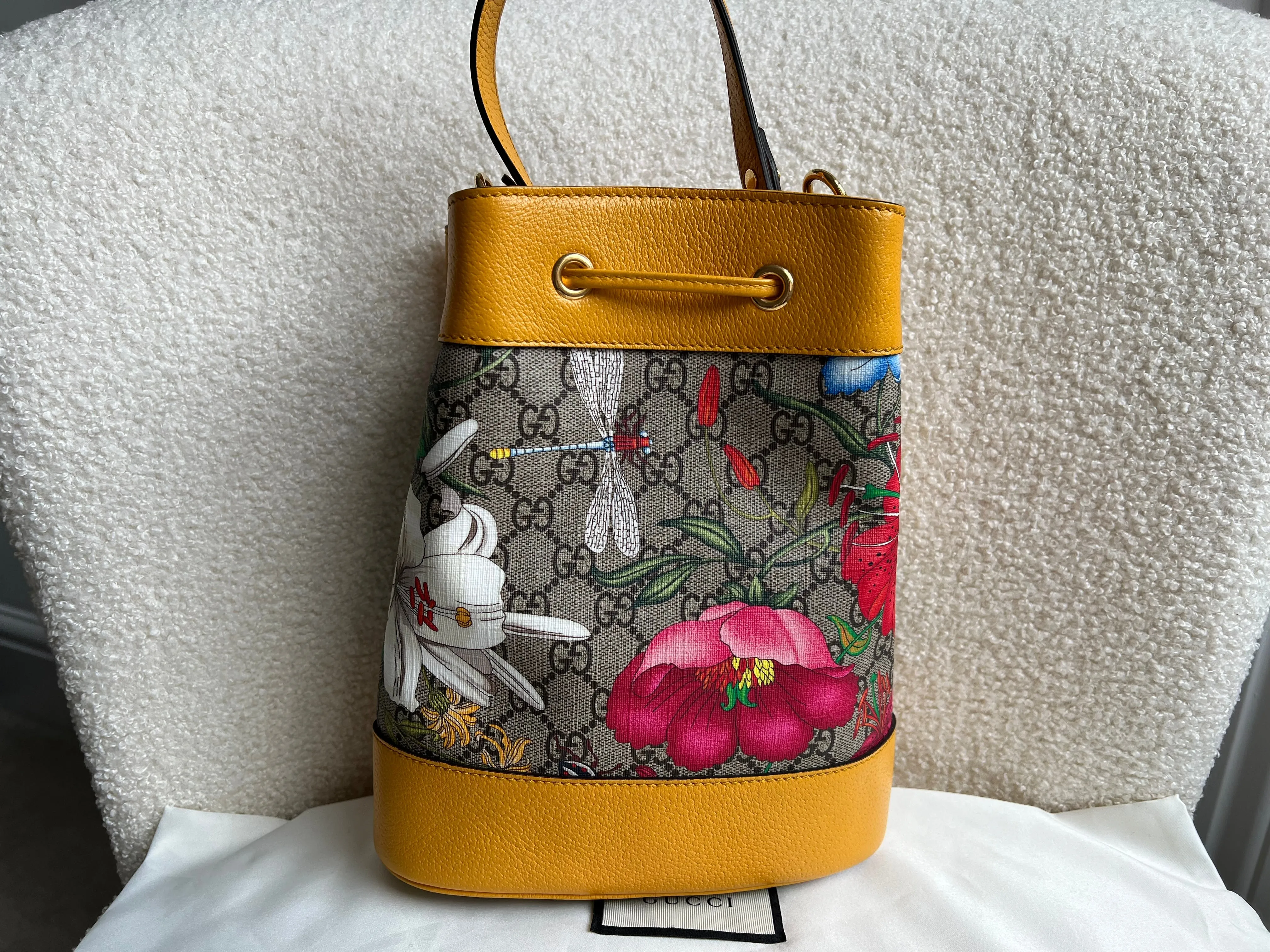 Gucci Yellow Flora Supreme Bucket Bag (RRP £1,280)