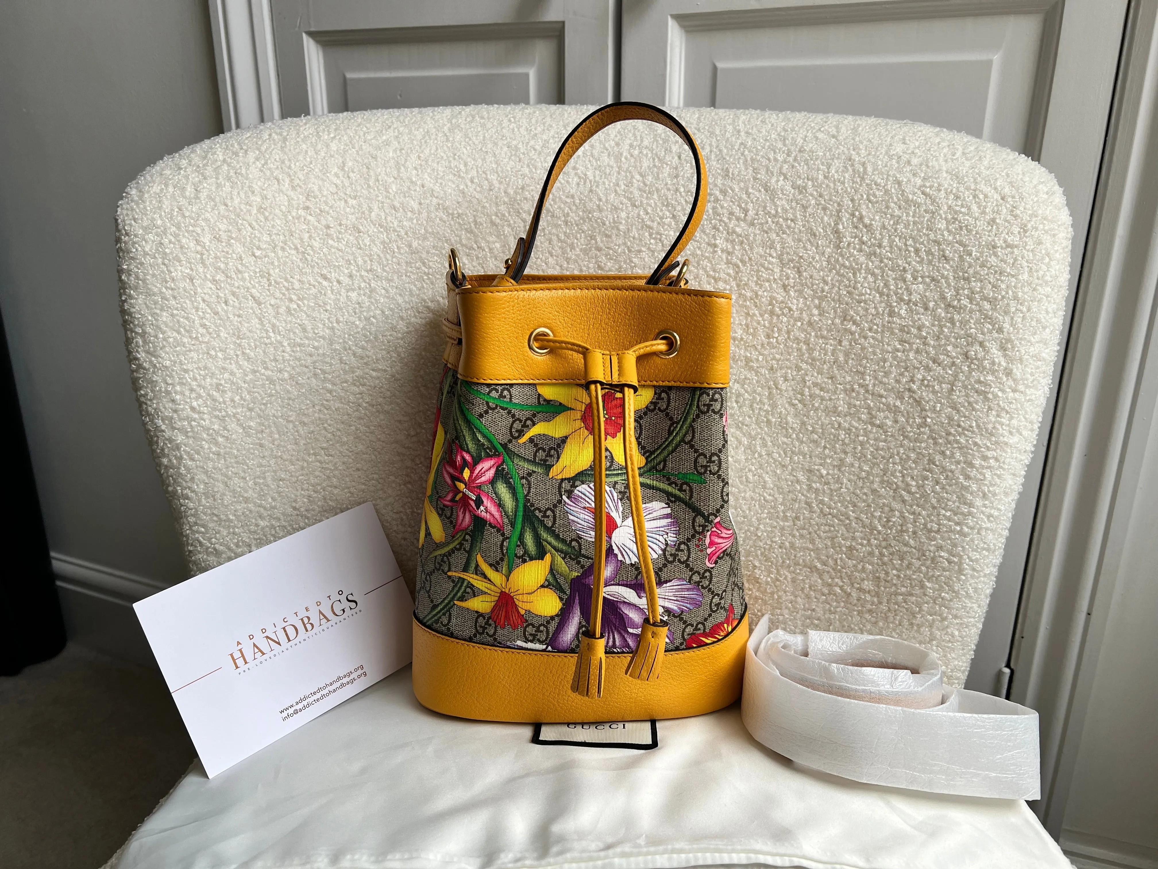 Gucci Yellow Flora Supreme Bucket Bag (RRP £1,280)
