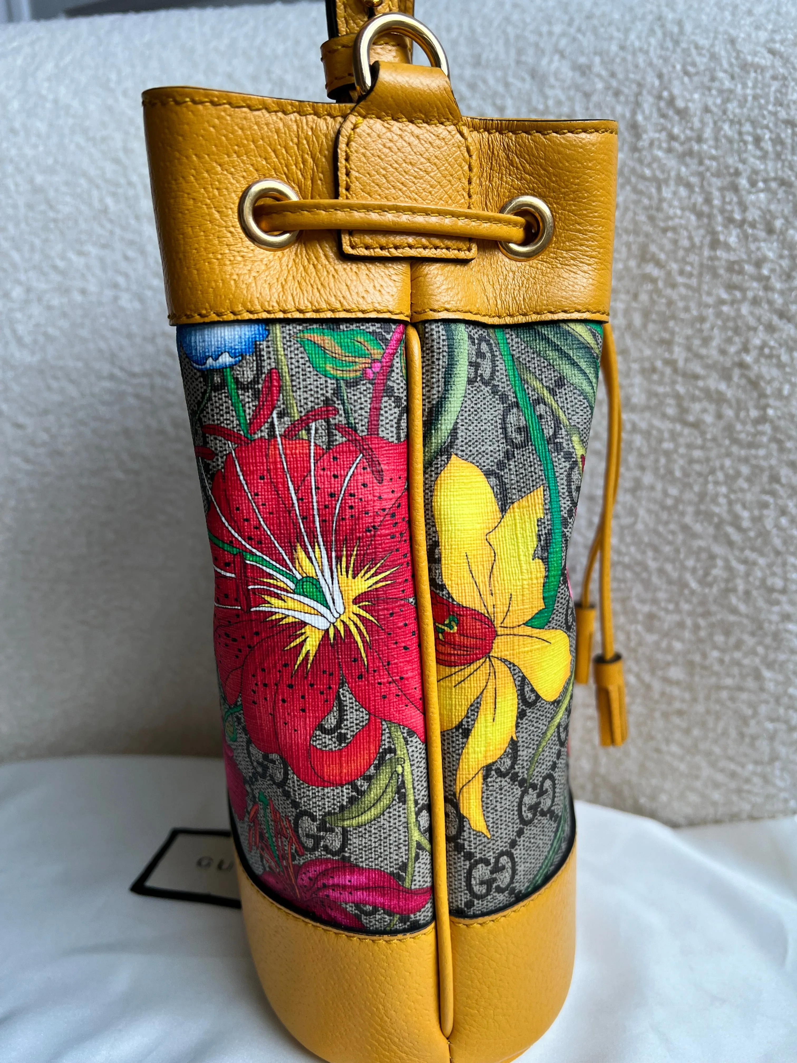 Gucci Yellow Flora Supreme Bucket Bag (RRP £1,280)