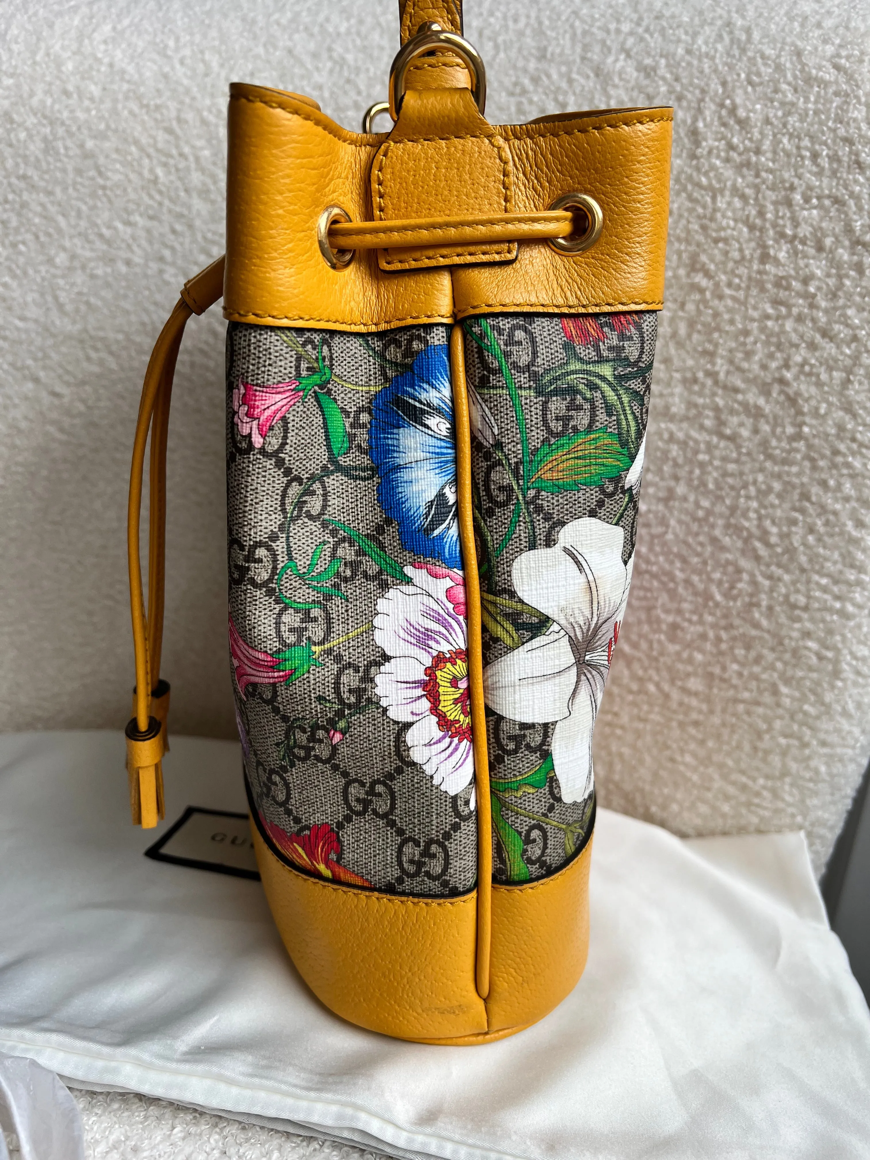 Gucci Yellow Flora Supreme Bucket Bag (RRP £1,280)