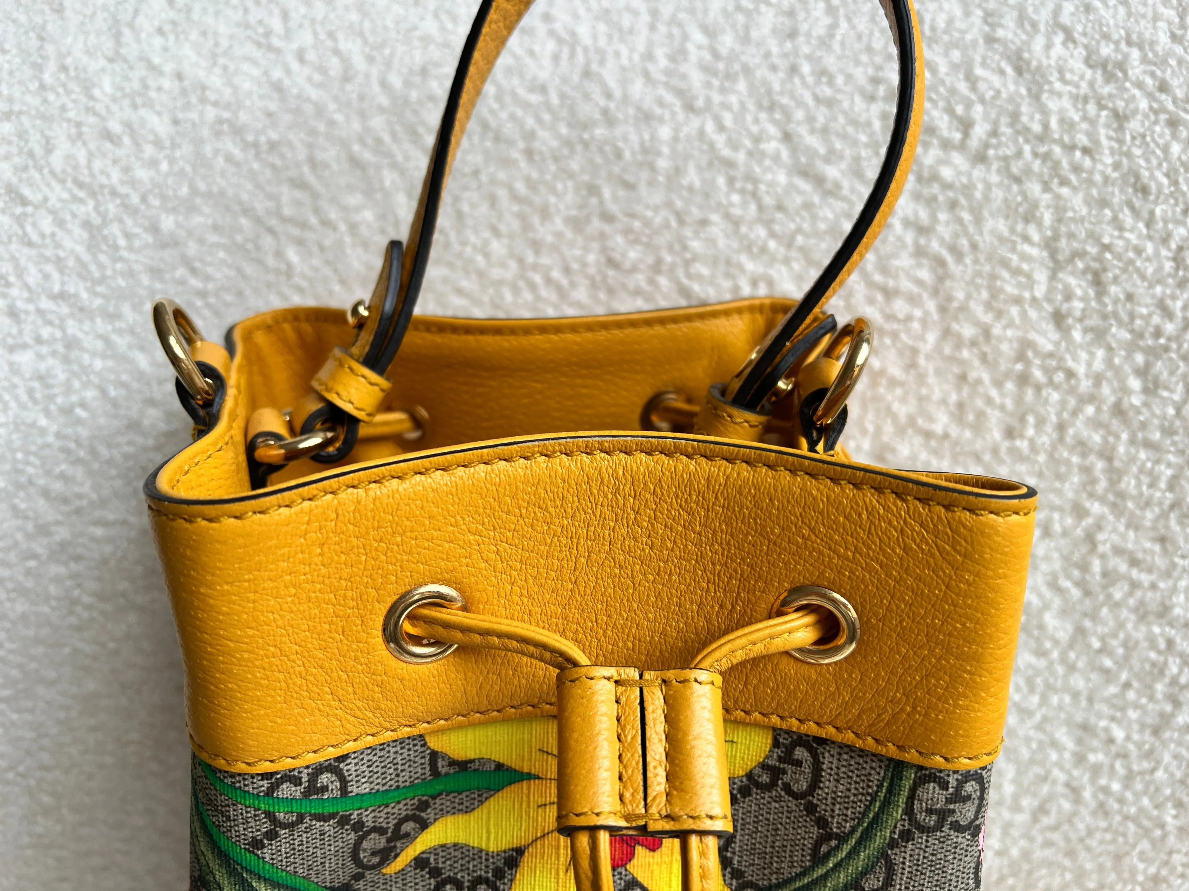 Gucci Yellow Flora Supreme Bucket Bag (RRP £1,280)