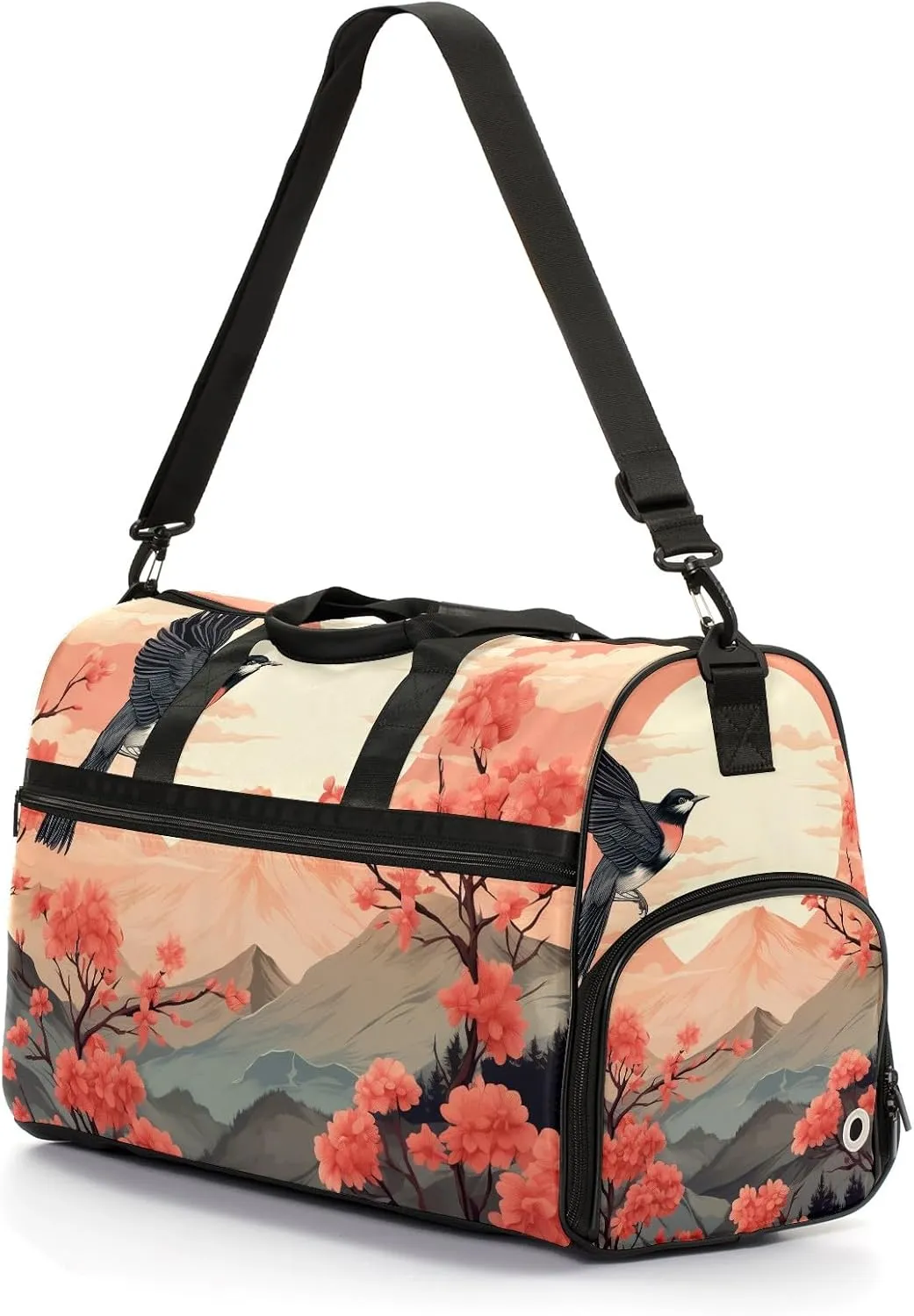 Gym Bag for Women, Carry on Weekender Overnight Bag, Travel Duffel Bags, Personal Item Travel Bag Tote Bag Workout Dance Bag, Chinese Painting Bird - 27