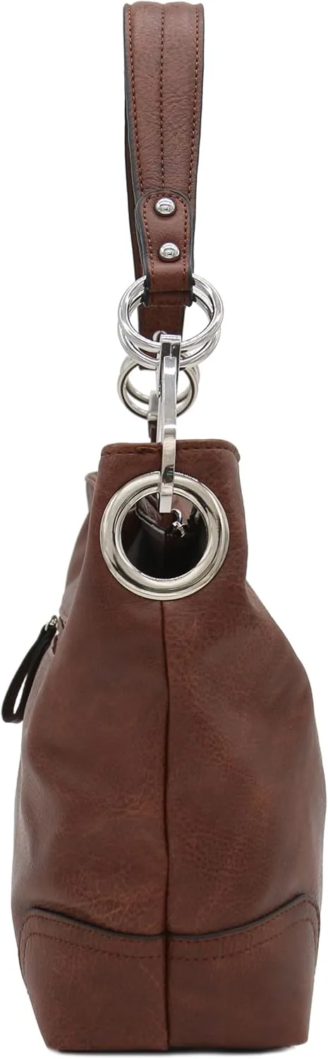 Hobo Shoulder Bag with Big Snap Hook Hardware