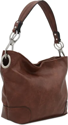 Hobo Shoulder Bag with Big Snap Hook Hardware